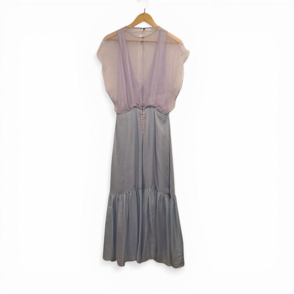 Emporio Armani Silk Chiffon Midi Dress Lavender Blue Colorblock IT40 US4 NWOT ⚪️ - Picture 6 of 12